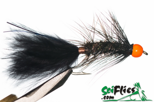 Woolly Bugger Black (Orange Bead)
