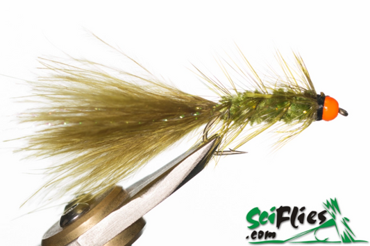 Woolly Bugger Olive (Orange Bead)